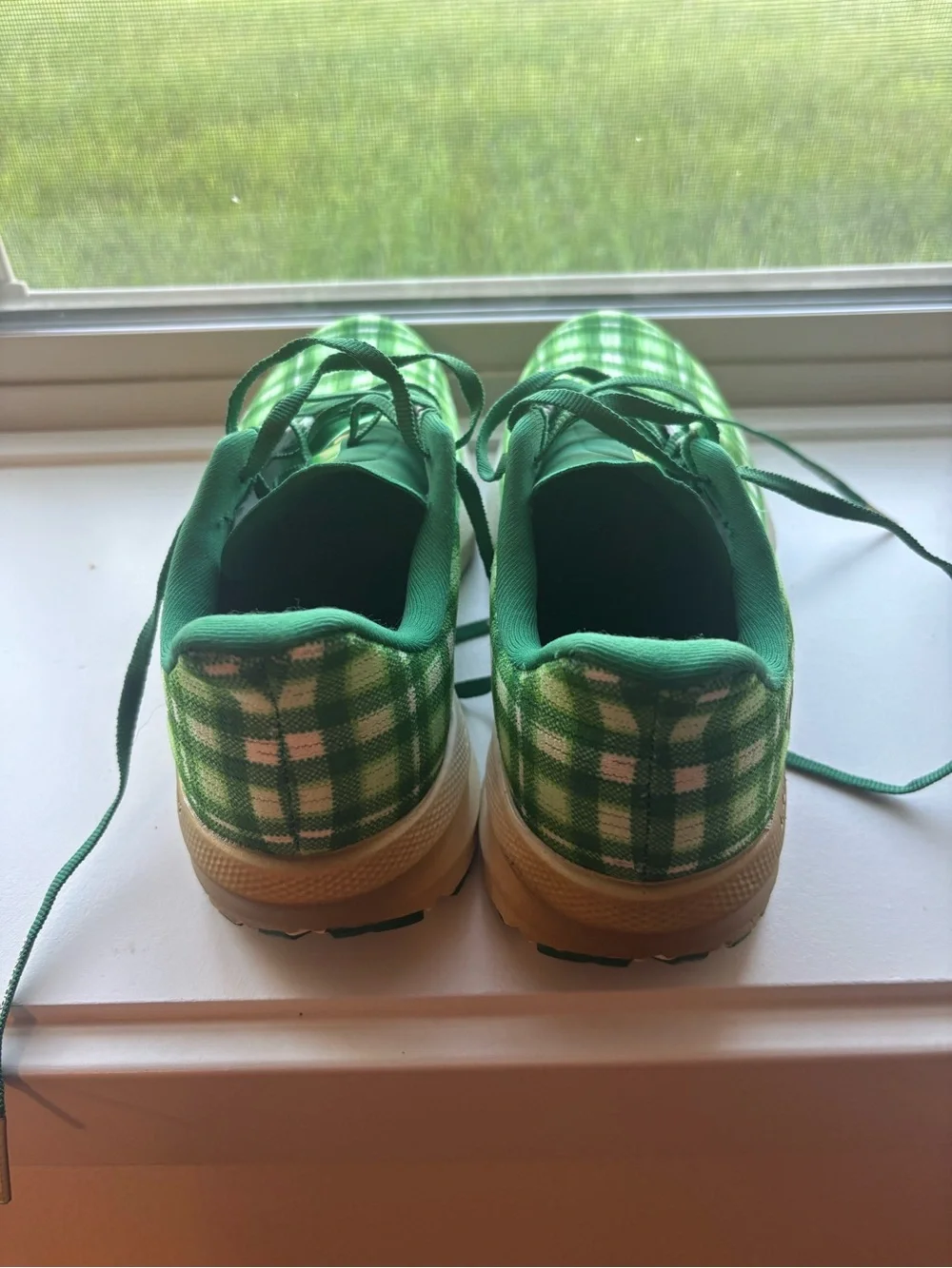 Brooks womens Green Plaid Running Shoes